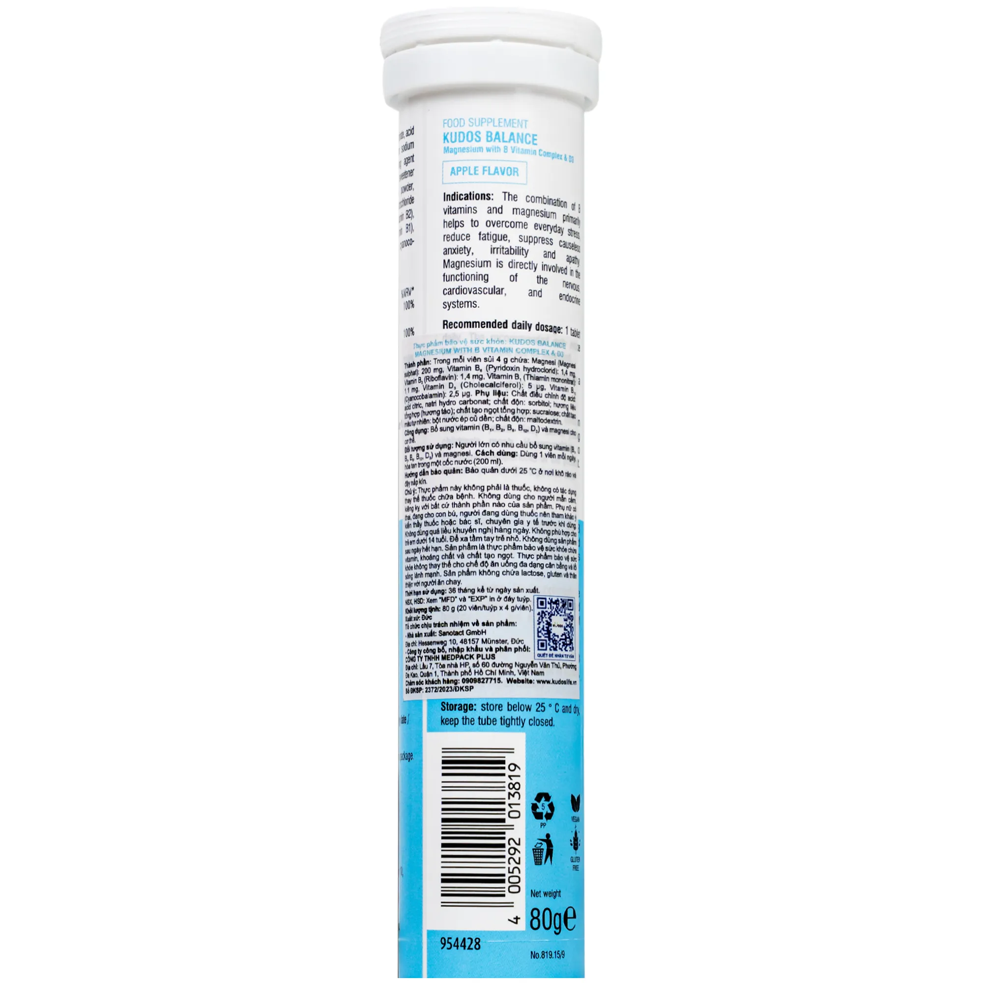 VIÊN SỦI KUDOS BALANCE MAGNESIUM B COMPLEX & D3 20V 2