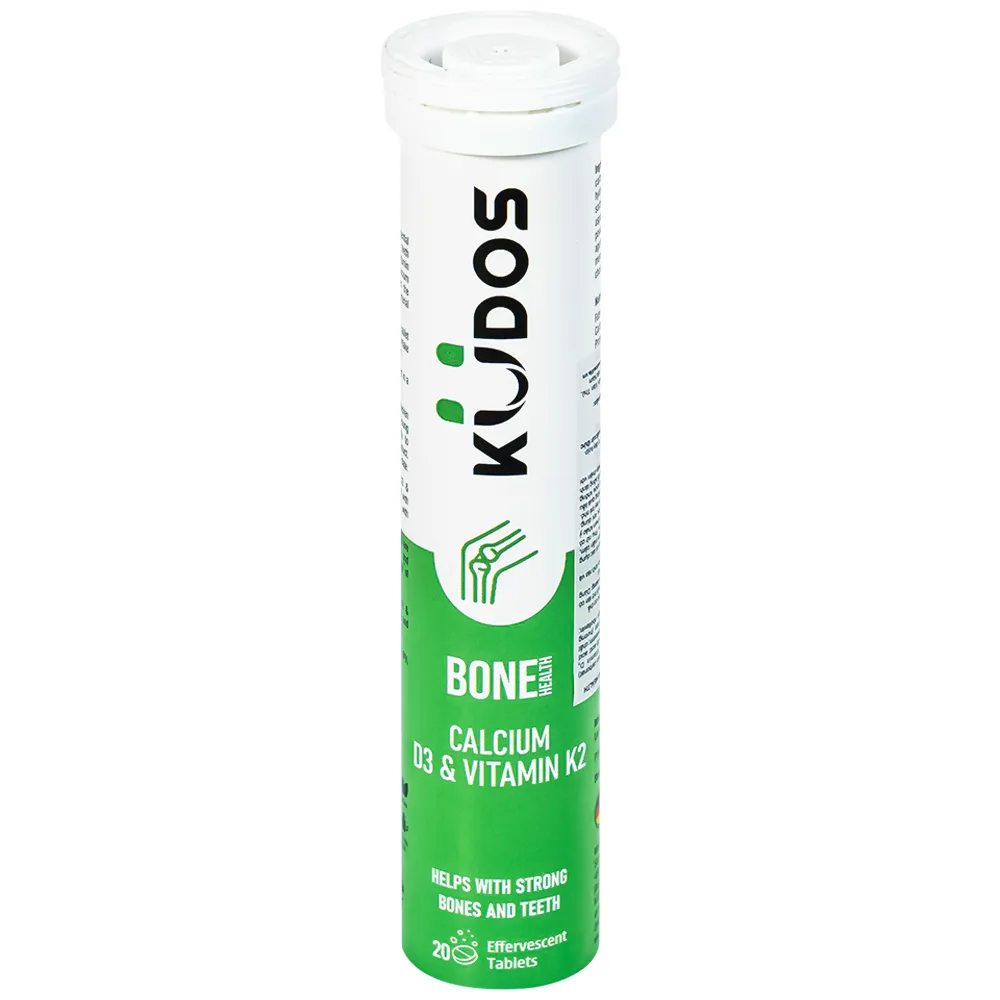 VIÊN SỦI KUDOS BONE HEALTH CALCIUM, D3 & VITAMIN K2 HƯƠNG CAM 20V 4