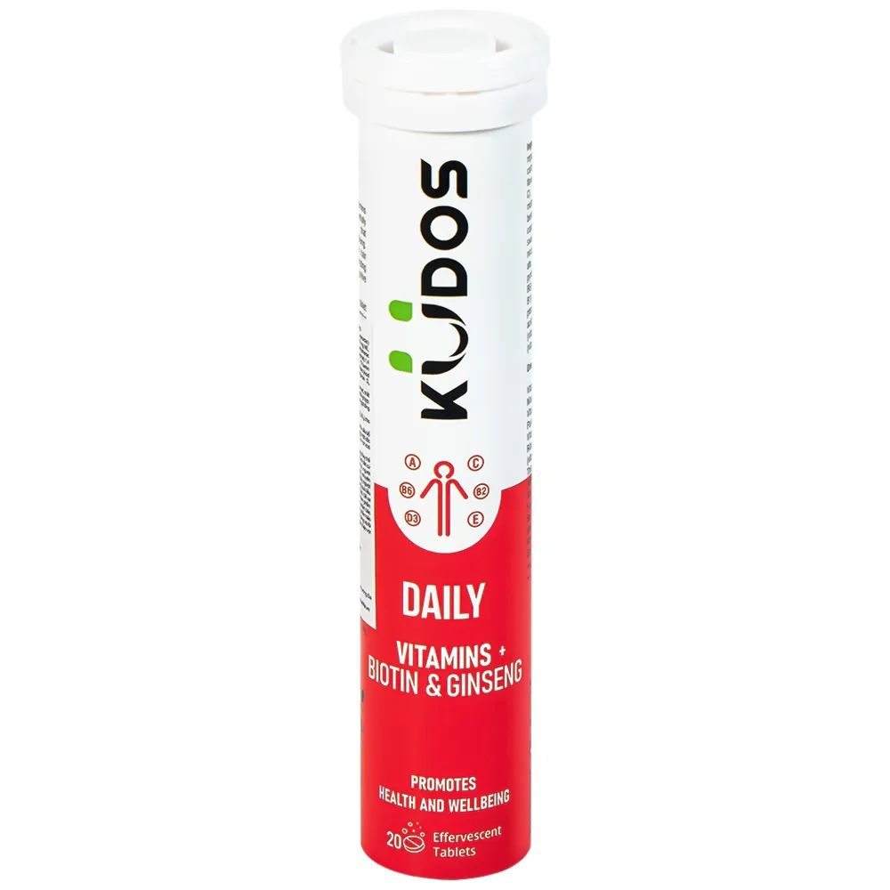 VIÊN SỦI KUDOS DAILY VITAMINS PLUS BIOTIN & GINSENG HƯƠNG CAM 20V 4