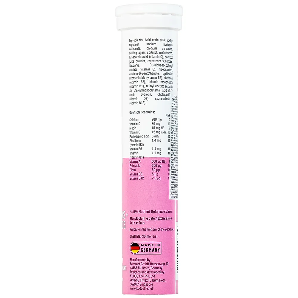 VIÊN SỦI KUDOS KIDS MULTIVITAMINS PLUS CALCIUM & D3 HƯƠNG DƯA HẤU 20V 3