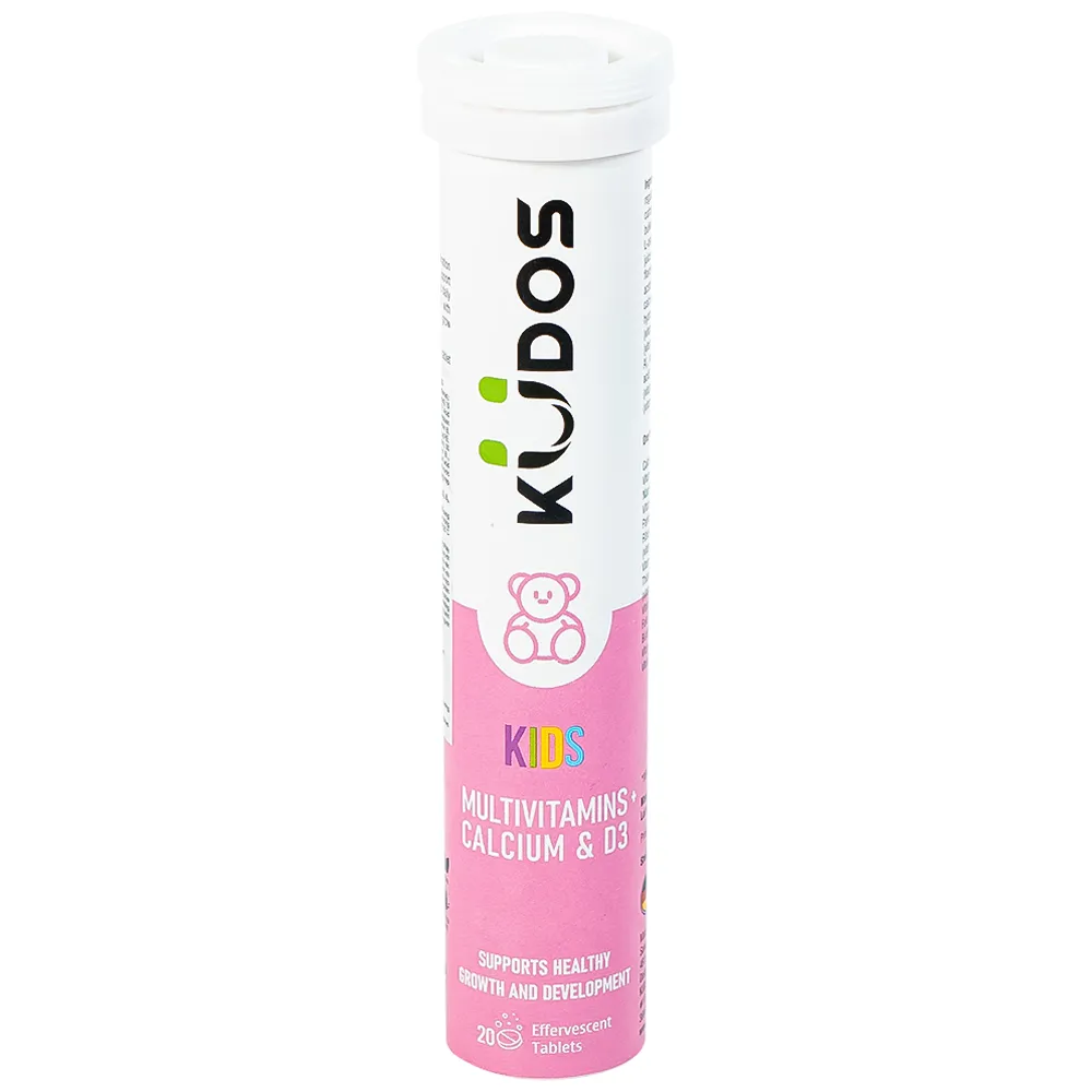 VIÊN SỦI KUDOS KIDS MULTIVITAMINS PLUS CALCIUM & D3 HƯƠNG DƯA HẤU 20V 5