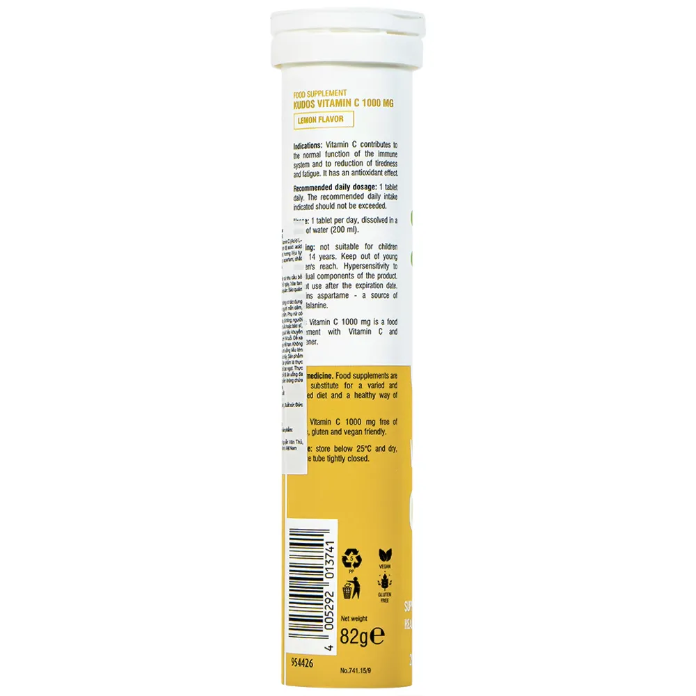 VIÊN SỦI KUDOS VITAMIN C 1000 MG HƯƠNG CHANH 20V 3