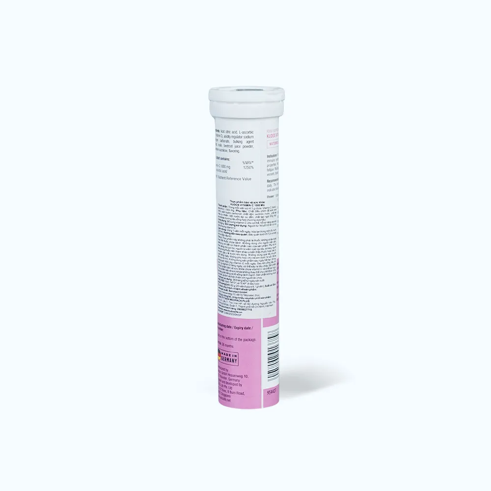 Viên sủi Kudos Vitamin C 1000mg hương dưa hấu (Tuýp 20 viên) giúp tăng đề kháng 4