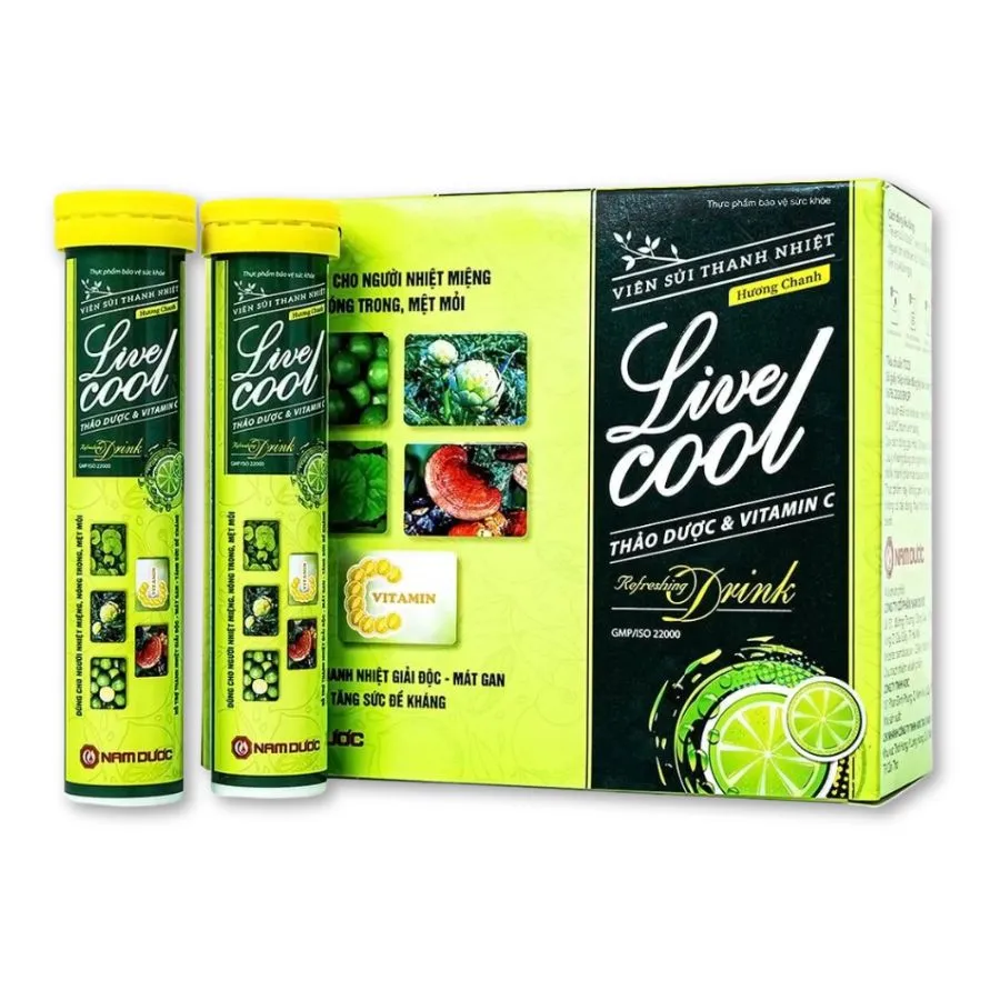 Viên sủi Livecool Nam Dược thanh nhiệt giải độc, mát gan, tăng cường sức đề kháng hương chanh (Tuýp 16 viên)