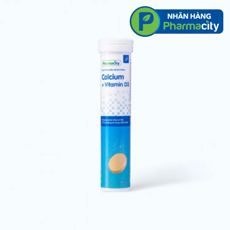 Viên sủi Pharmacity Calcium + Vitamin D3 (Tuýp 20 viên) giúp xương chắc khỏe