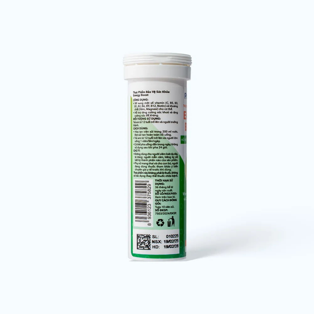 Viên sủi Pharmacity Energy Boost hương cam hỗ trợ tăng cường sức khỏe (Tuýp 10 viên) 6