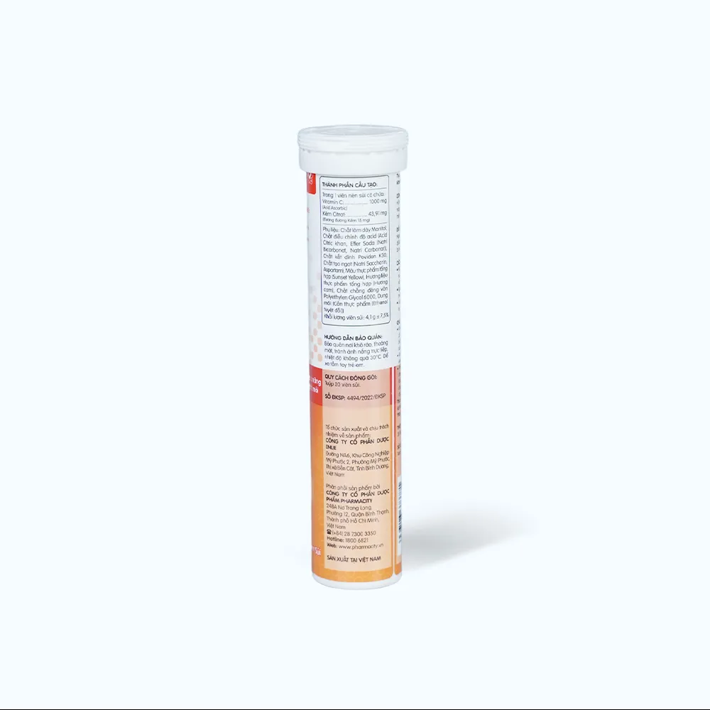 Viên sủi Pharmacity Vitamin C 1000mg + Zinc giúp tăng đề kháng (hộp 20 viên) 4