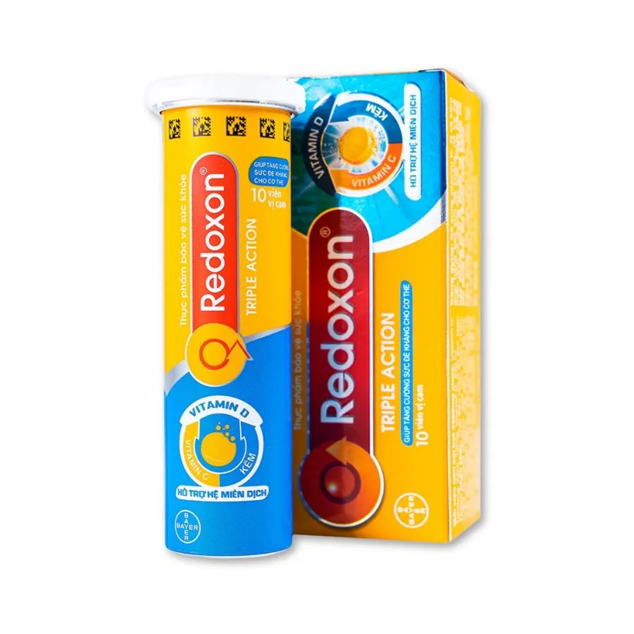 Viên sủi Redoxon Triple Action Bayer hỗ trợ nâng cao sức đề kháng, bổ sung vitamin C, D và kẽm (Hộp 10 viên)