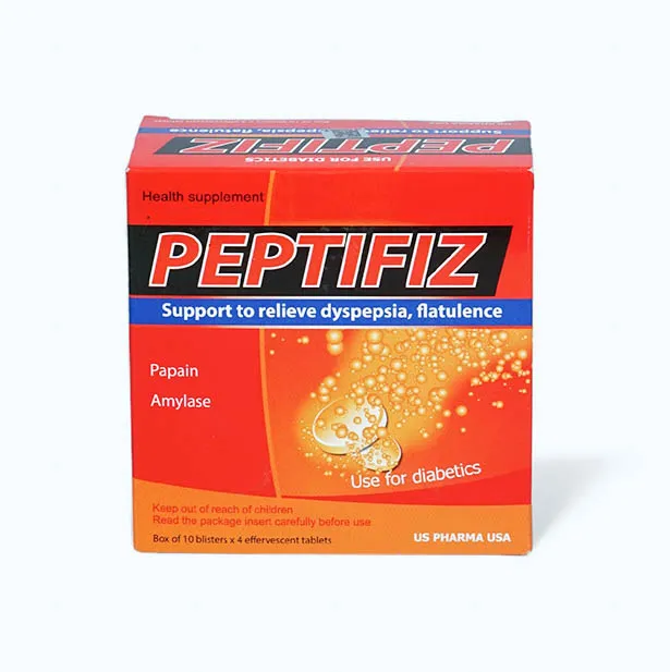Viên sủi uống US Pharma Peptifiz (Hộp 40 viên) hỗ trợ giảm khó tiêu, đầy hơi