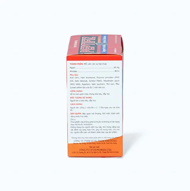Viên sủi uống US Pharma Peptifiz (Hộp 40 viên) hỗ trợ giảm khó tiêu, đầy hơi 5