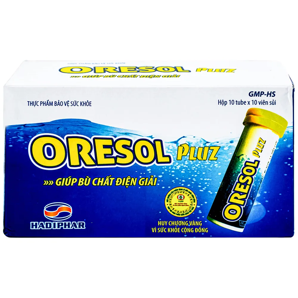 VIÊN SỦI GIÚP BÙ CHẤT ĐIỆN GIẢI ORESOL PLUZ HADIPHAR 10V 12