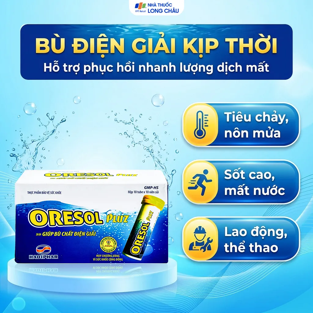 VIÊN SỦI GIÚP BÙ CHẤT ĐIỆN GIẢI ORESOL PLUZ HADIPHAR 10V 4