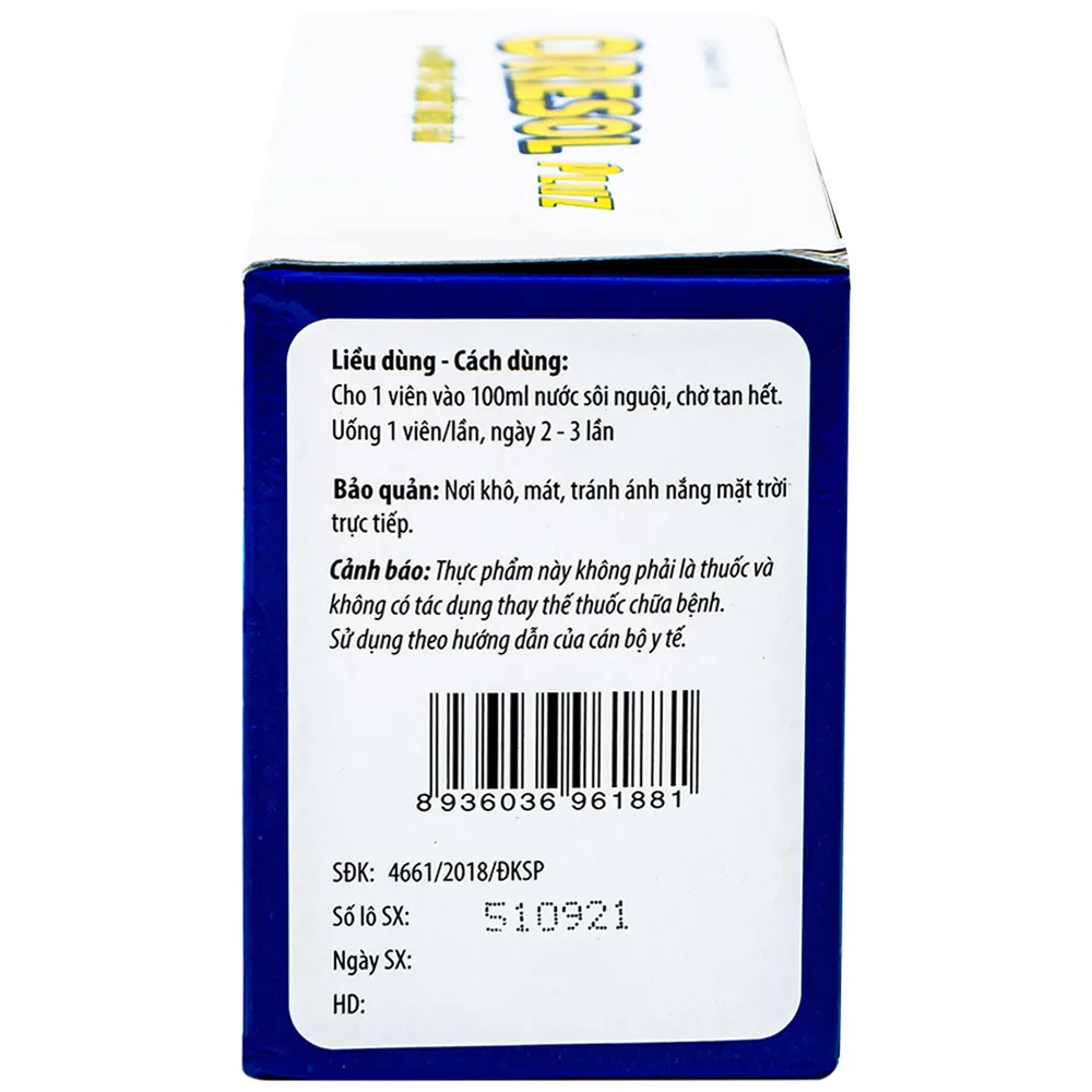 VIÊN SỦI GIÚP BÙ CHẤT ĐIỆN GIẢI ORESOL PLUZ HADIPHAR 10V 8