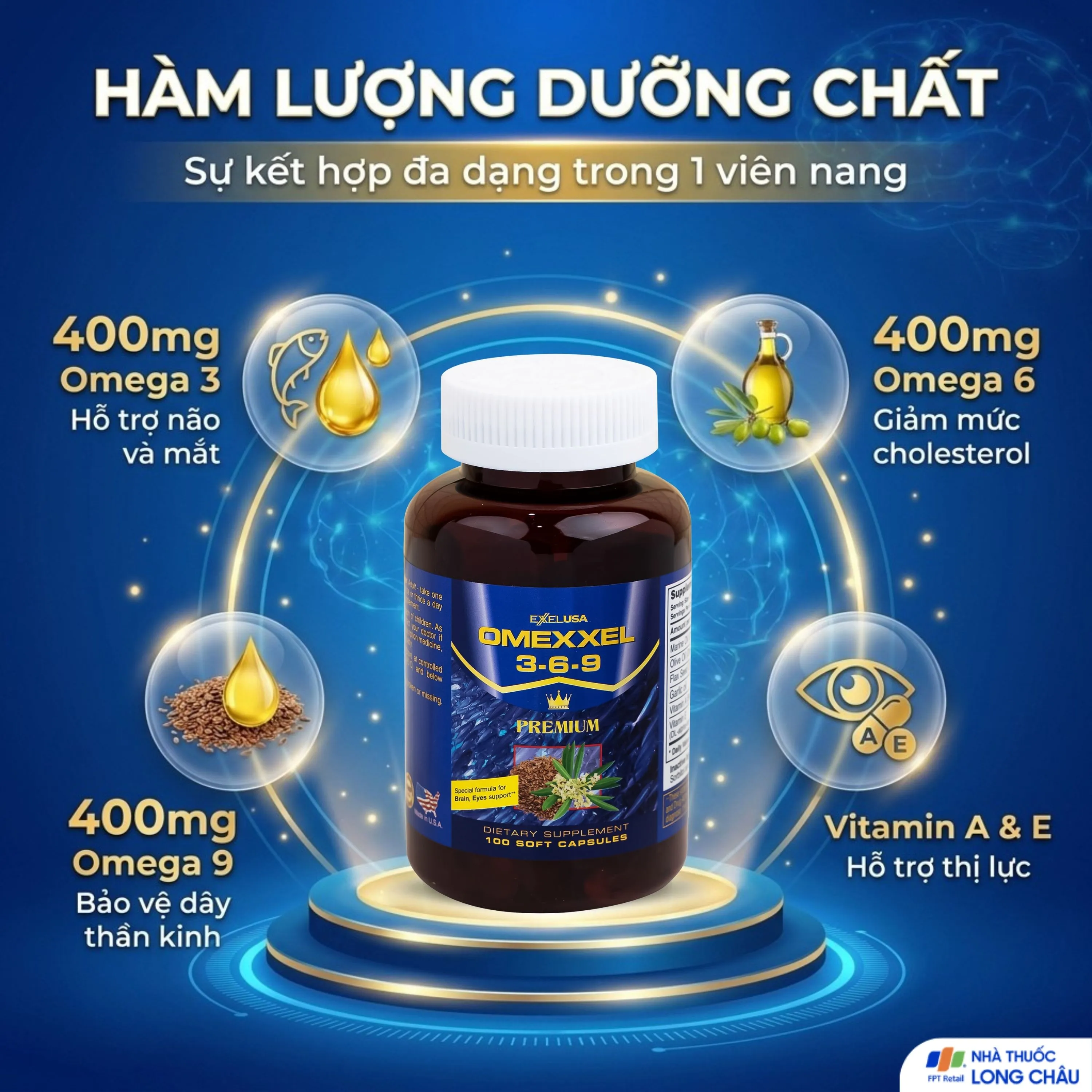 VIÊN UỐNG BỔ SUNG OMEGA 3-6-9 PREMIUM OMEXXEL 100V 3