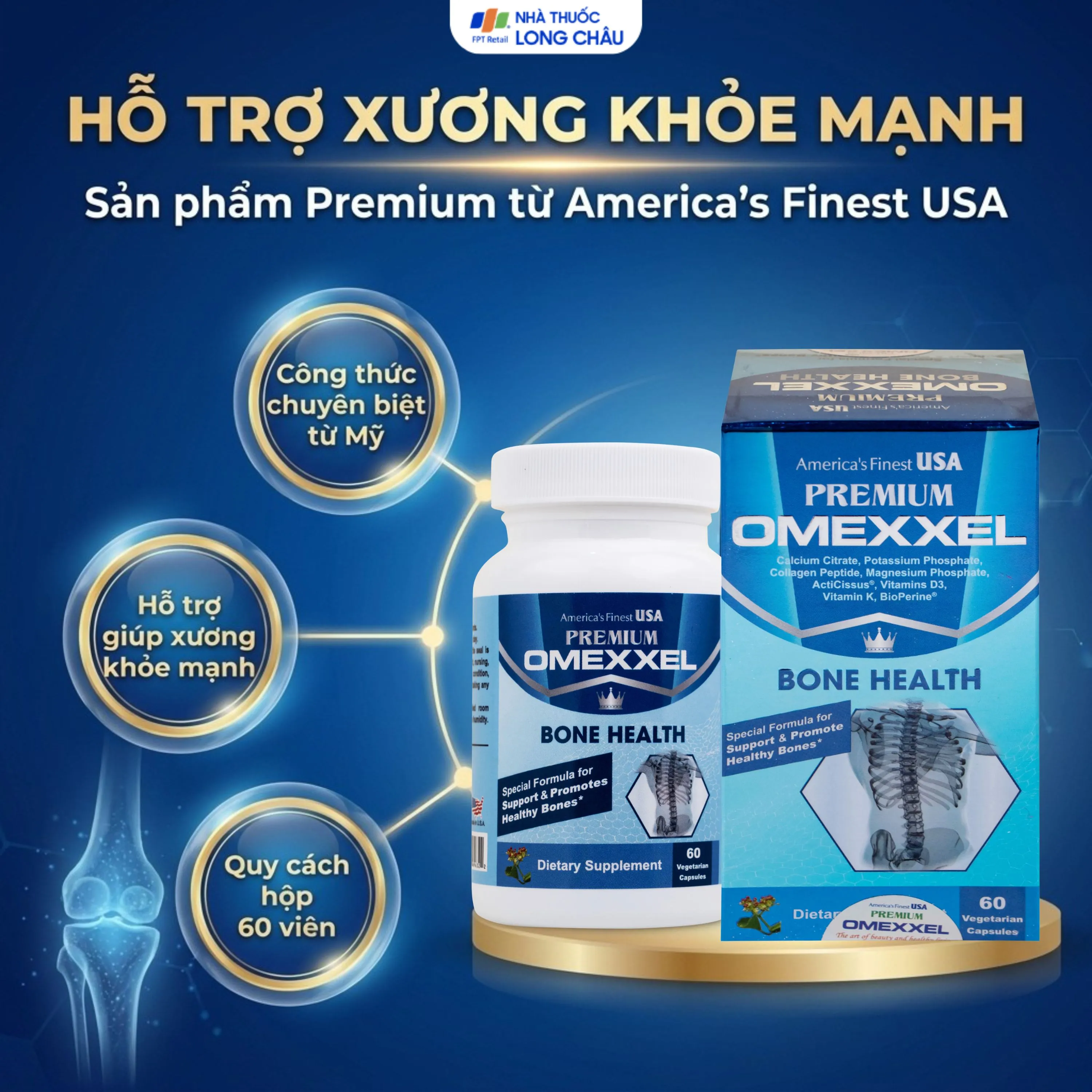 VIÊN UỐNG BỔ XƯƠNG KHỚP PREMIUM OMEXXEL BONE HEALTH 60V 2