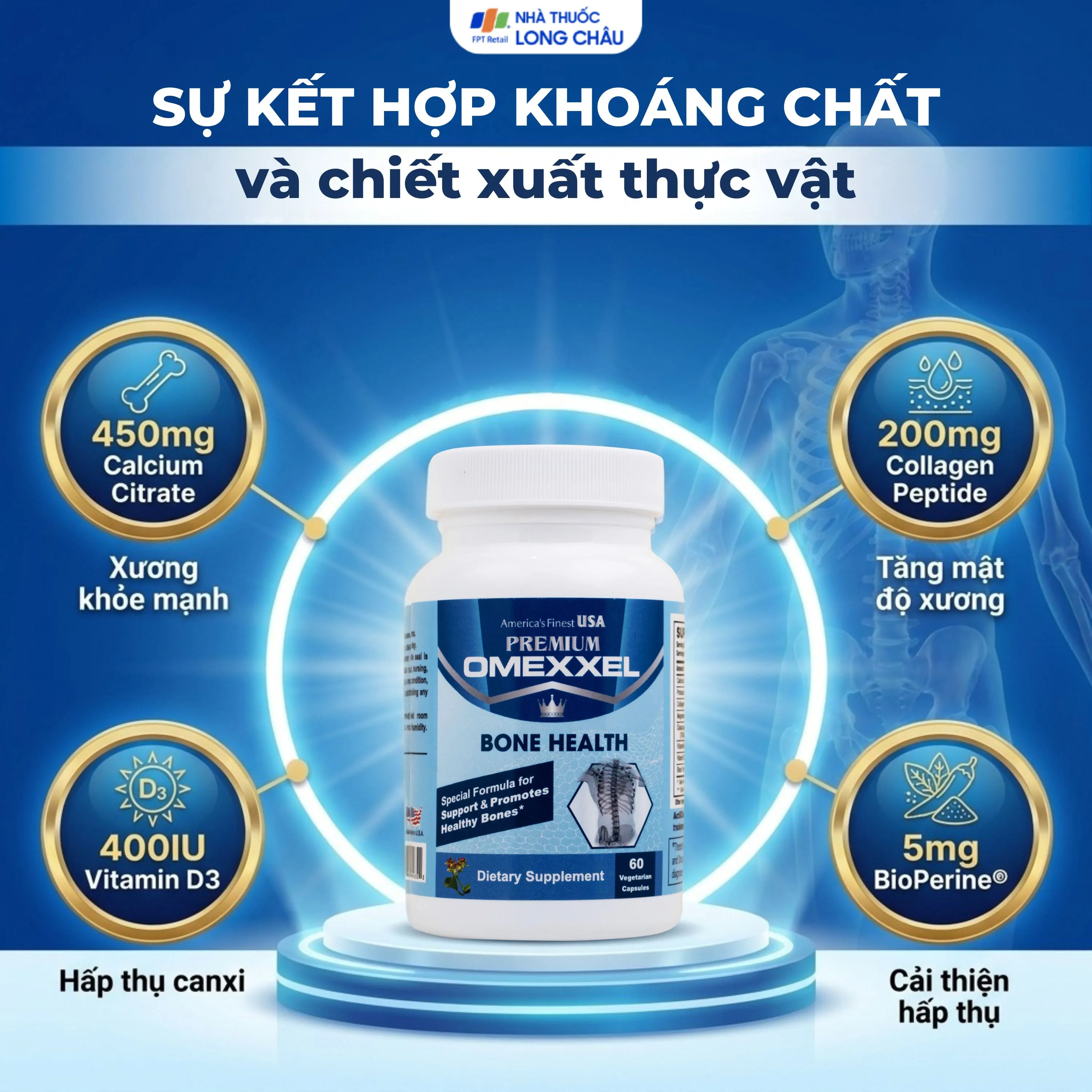 VIÊN UỐNG BỔ XƯƠNG KHỚP PREMIUM OMEXXEL BONE HEALTH 60V 3