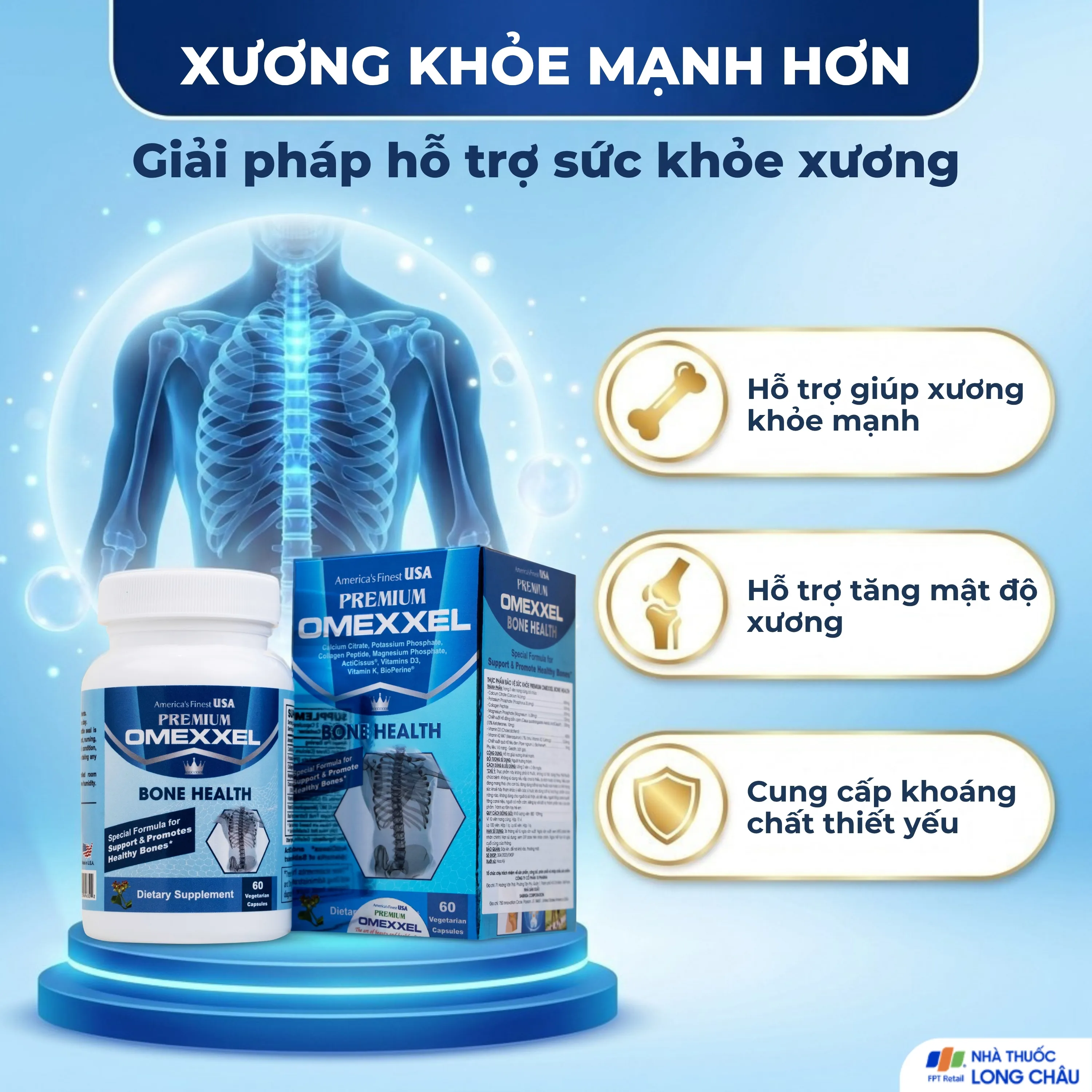VIÊN UỐNG BỔ XƯƠNG KHỚP PREMIUM OMEXXEL BONE HEALTH 60V 4