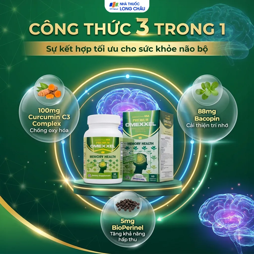VIÊN UỐNG CẢI THIỆN TRÍ NHỚ PREMIUM OMEXXEL MEMORY HEALTH 60V 3