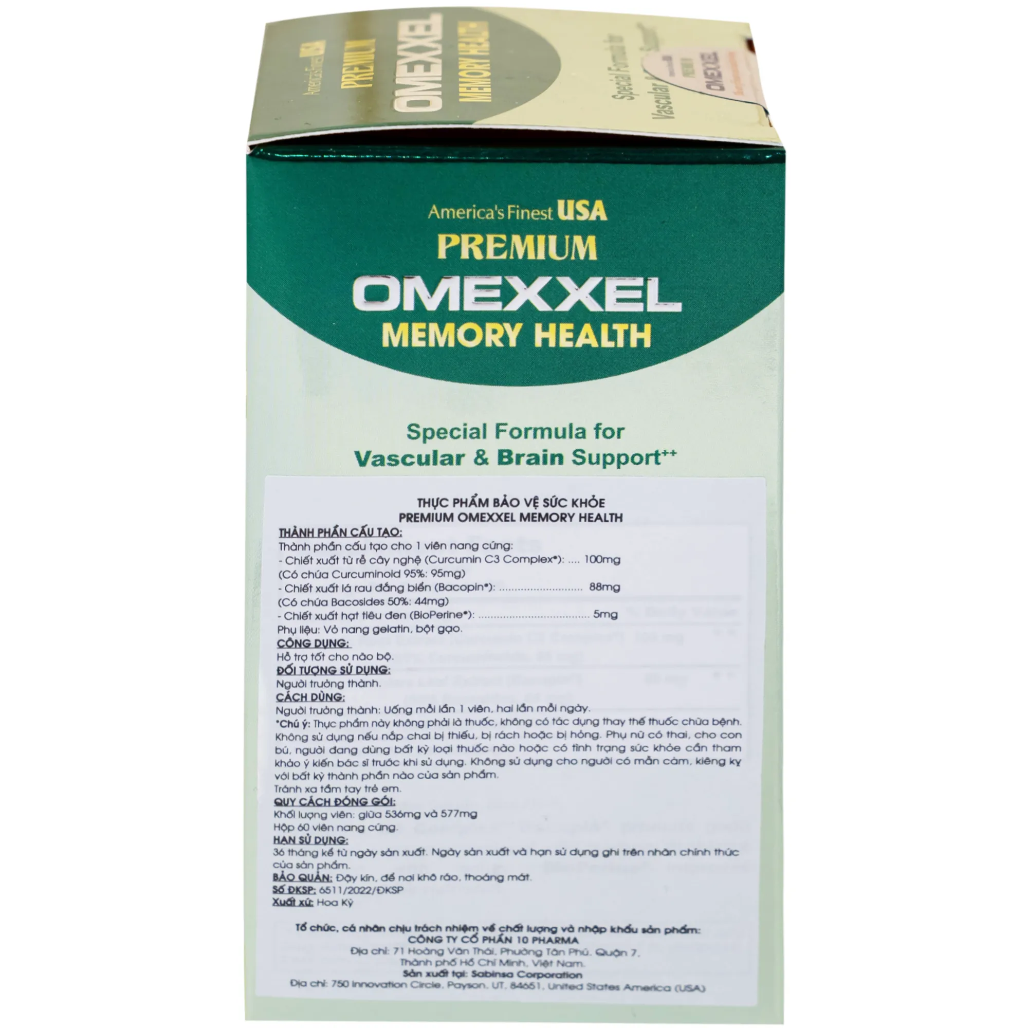VIÊN UỐNG CẢI THIỆN TRÍ NHỚ PREMIUM OMEXXEL MEMORY HEALTH 60V 12