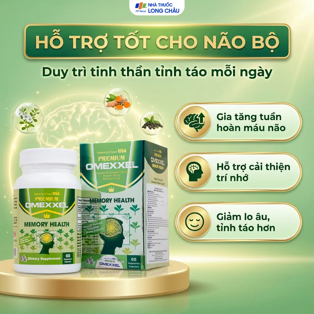 VIÊN UỐNG CẢI THIỆN TRÍ NHỚ PREMIUM OMEXXEL MEMORY HEALTH 60V 4