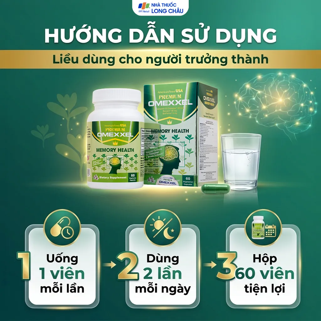 VIÊN UỐNG CẢI THIỆN TRÍ NHỚ PREMIUM OMEXXEL MEMORY HEALTH 60V 5
