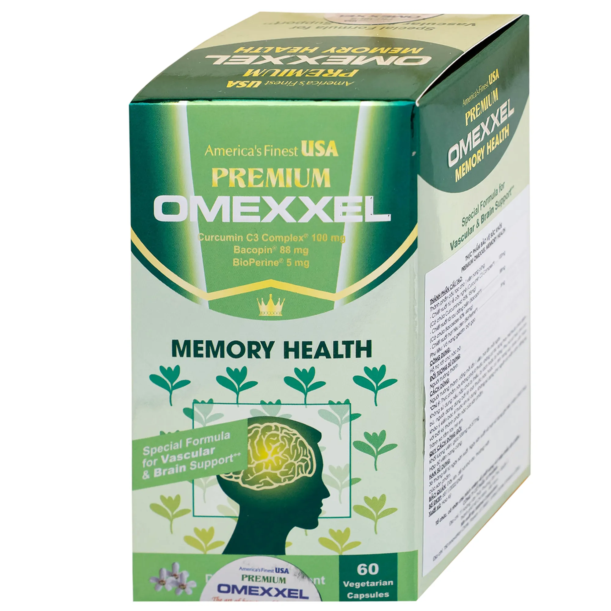 VIÊN UỐNG CẢI THIỆN TRÍ NHỚ PREMIUM OMEXXEL MEMORY HEALTH 60V 8