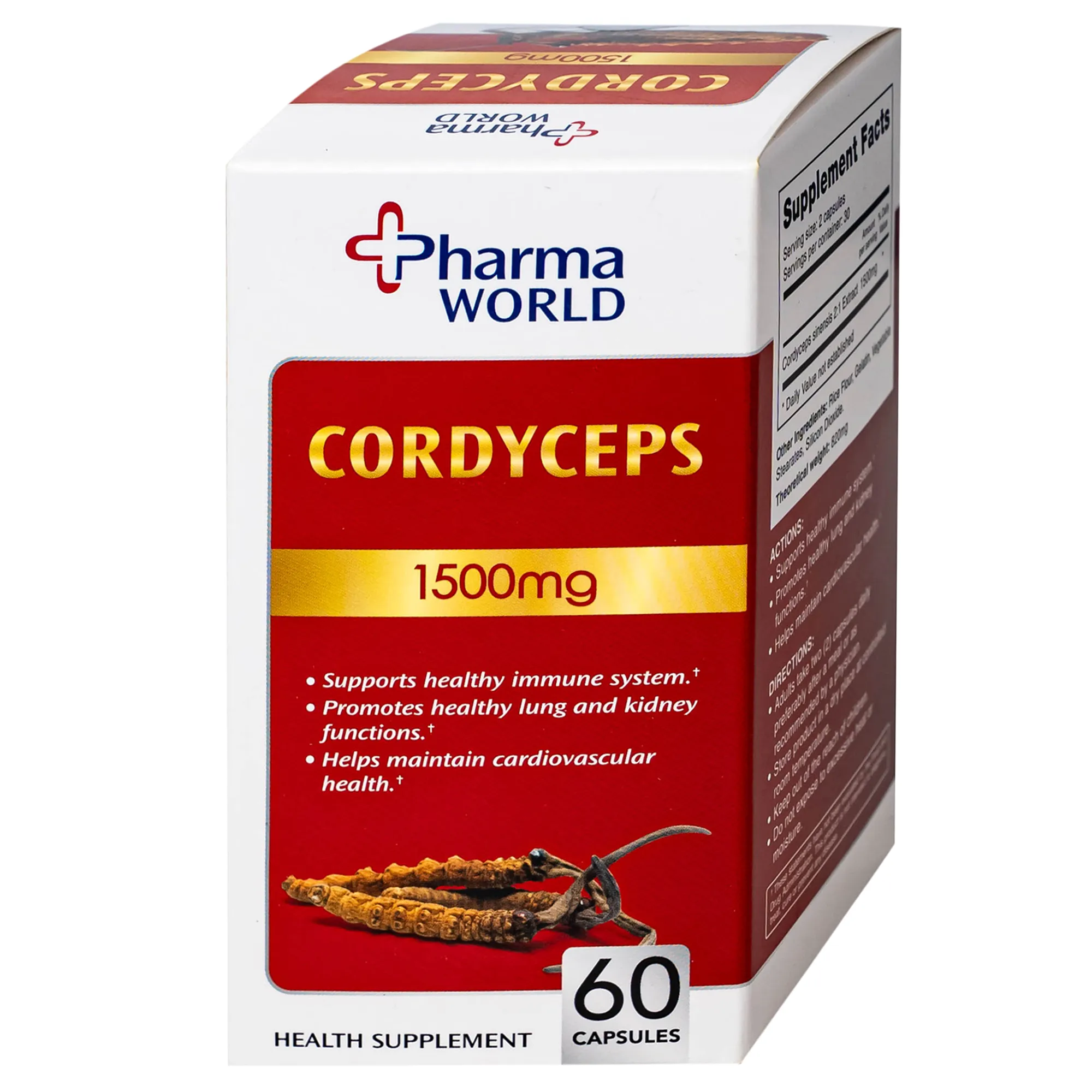 VIÊN UỐNG ĐÔNG TRÙNG HẠ THẢO PHARMA WORLD CORDYCEPS 1500MG 60V 8