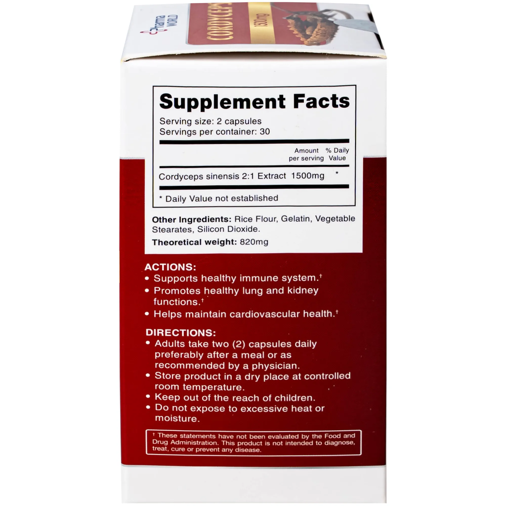 VIÊN UỐNG ĐÔNG TRÙNG HẠ THẢO PHARMA WORLD CORDYCEPS 1500MG 60V 9