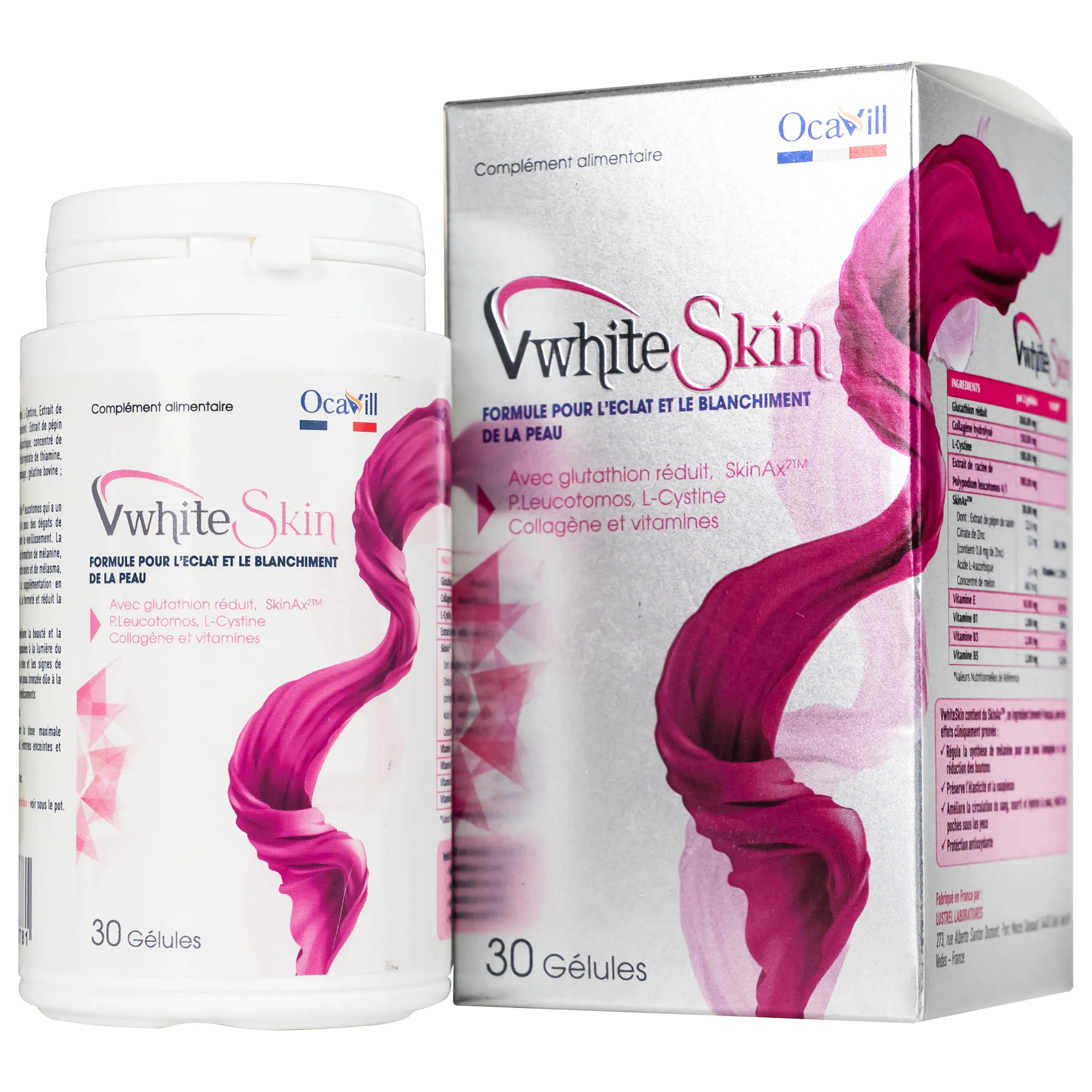 VIÊN UỐNG ĐẸP DA GIÚP TĂNG ĐÀN HỒI, GIẢM LÃO HÓA DA VWHITESKIN OCAVILL 30V