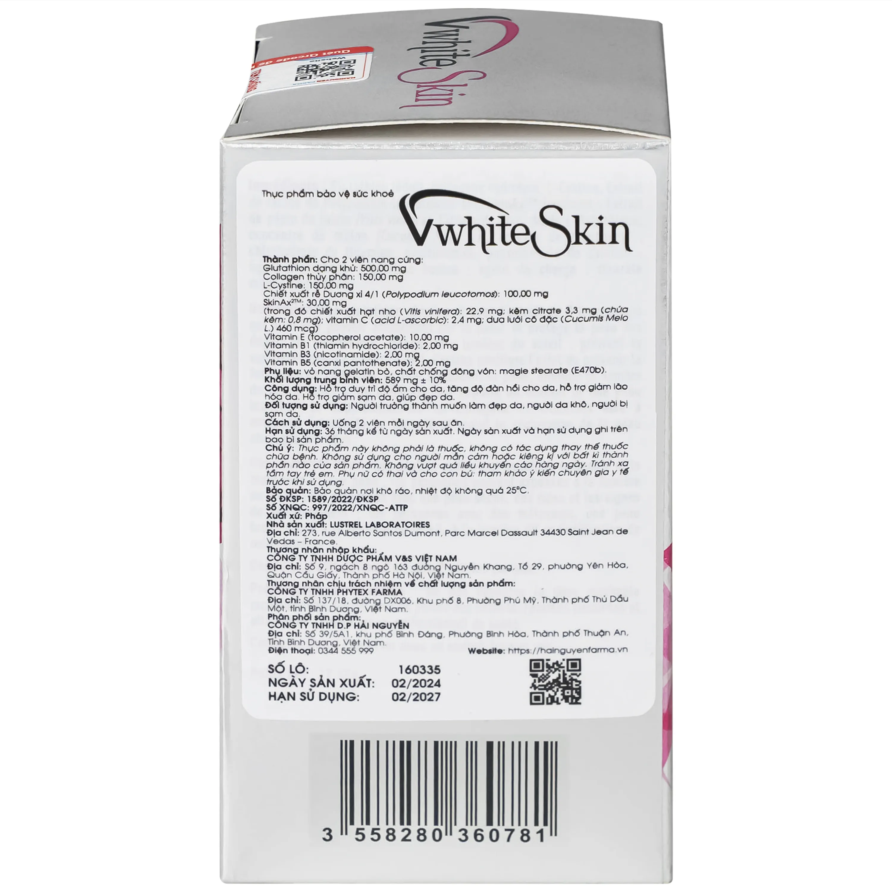 VIÊN UỐNG ĐẸP DA GIÚP TĂNG ĐÀN HỒI, GIẢM LÃO HÓA DA VWHITESKIN OCAVILL 30V 9