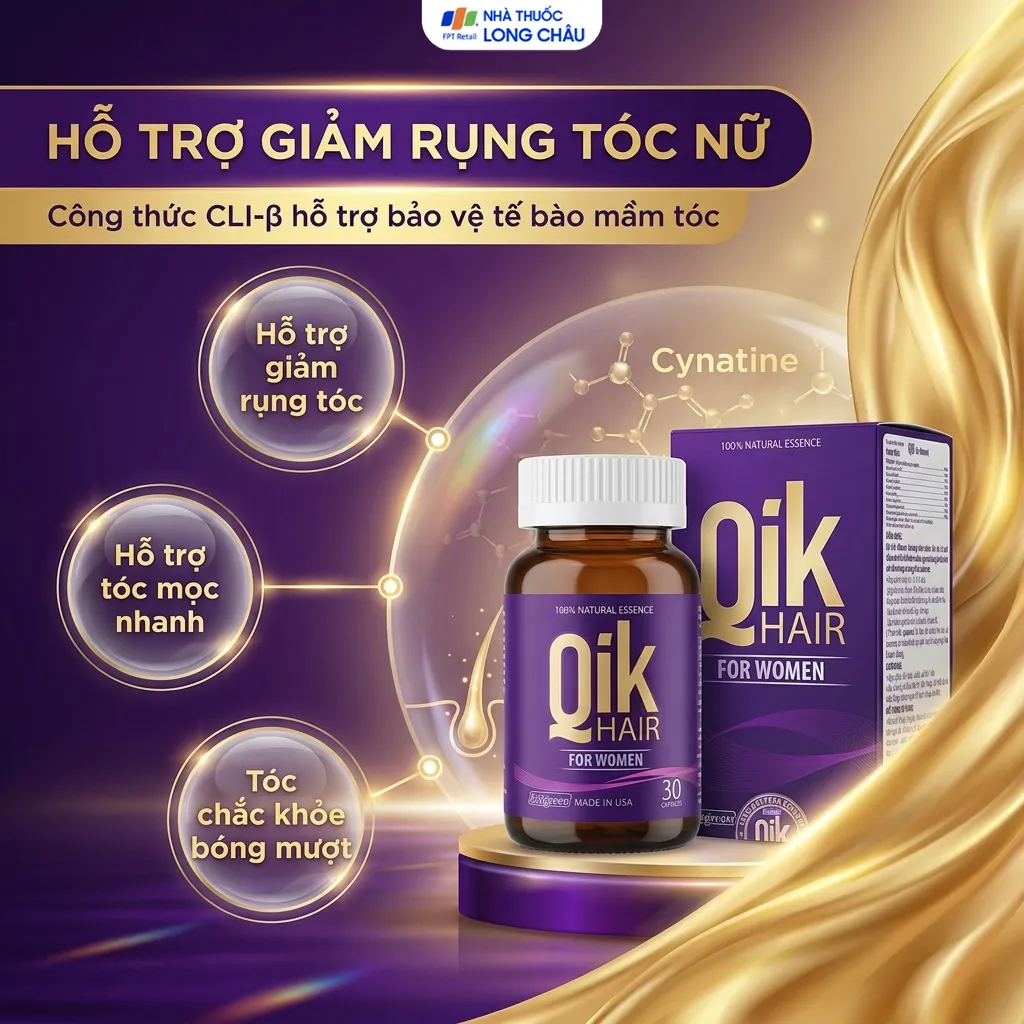 VIÊN UỐNG  GIÚP GIẢM RỤNG TÓC Ở NỮ GIỚI QIK HAIR FOR WOMEN ECOGREEN 30V 2