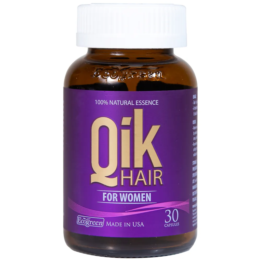 VIÊN UỐNG  GIÚP GIẢM RỤNG TÓC Ở NỮ GIỚI QIK HAIR FOR WOMEN ECOGREEN 30V 8
