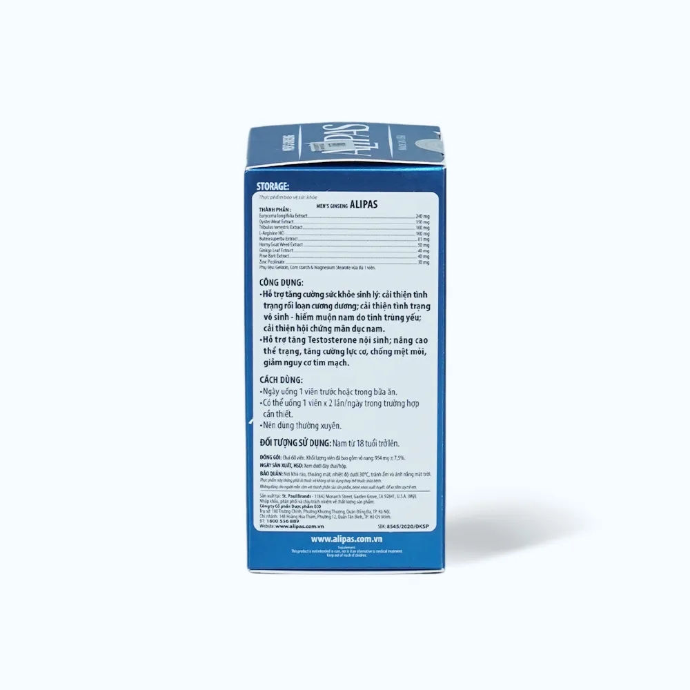 Viên uống ALIPAS Ecogreen Men’s Ginseng (hộp 60 viên) tăng cường sinh lý nam 4