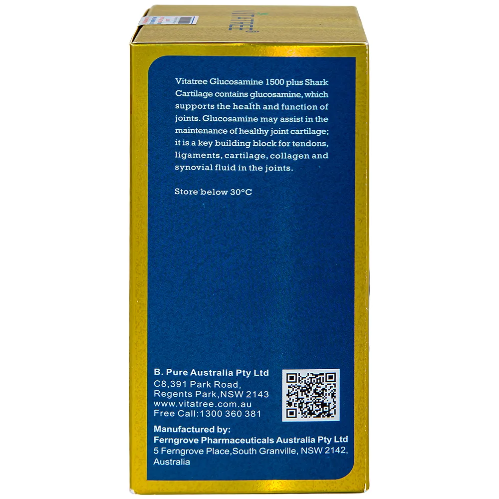 VIÊN UỐNG BỔ KHỚP VITATREE GLUCOSAMINE 1500 PLUS SHARK CARTILAGE 100V 12