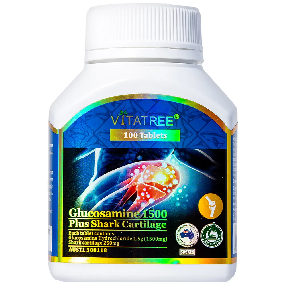 VIÊN UỐNG BỔ KHỚP VITATREE GLUCOSAMINE 1500 PLUS SHARK CARTILAGE 100V 8