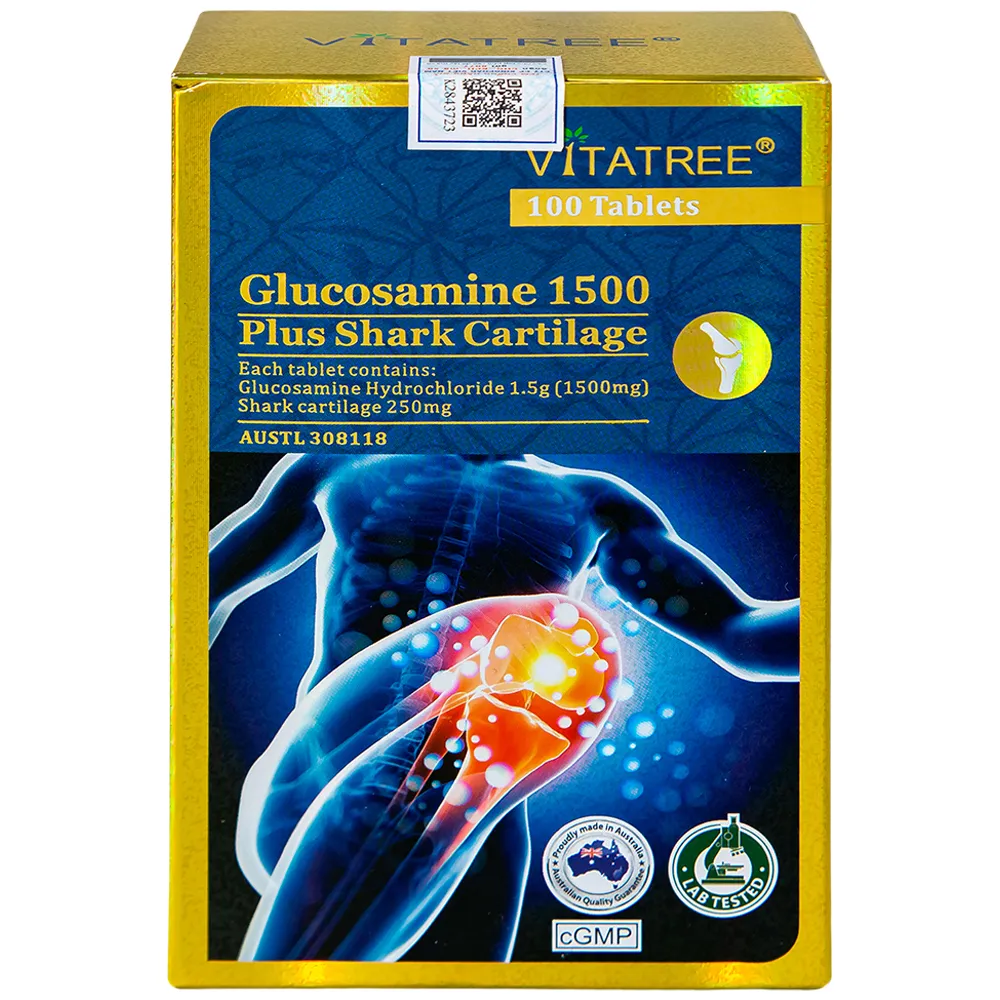 VIÊN UỐNG BỔ KHỚP VITATREE GLUCOSAMINE 1500 PLUS SHARK CARTILAGE 100V 10