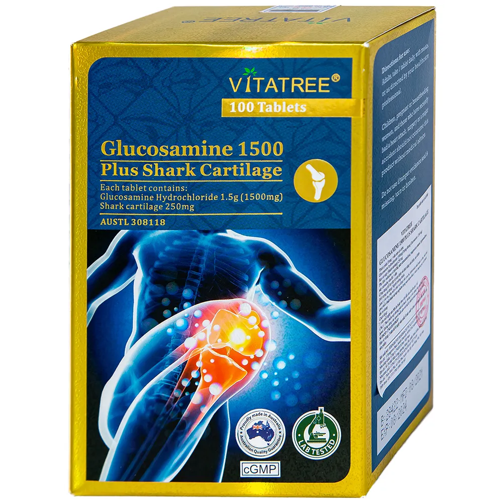 VIÊN UỐNG BỔ KHỚP VITATREE GLUCOSAMINE 1500 PLUS SHARK CARTILAGE 100V 11