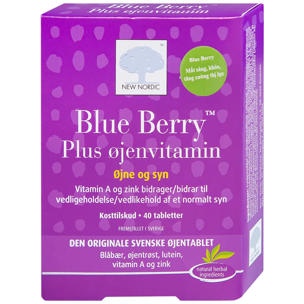 VIÊN UỐNG BỔ MẮT, CẢI THIỆN THỊ LỰC BLUE BERRY PLUS OJENVITAMIN NEW NORDIC 2X20