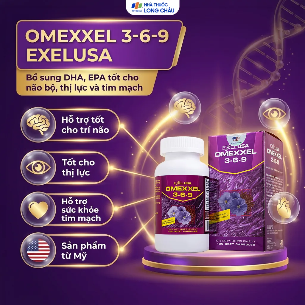 VIÊN UỐNG BỔ MẮT, TỐT CHO TRÍ NÃO, TIM MẠCH OMEXXEL 3-6-9 EXCELIFE 100V 2