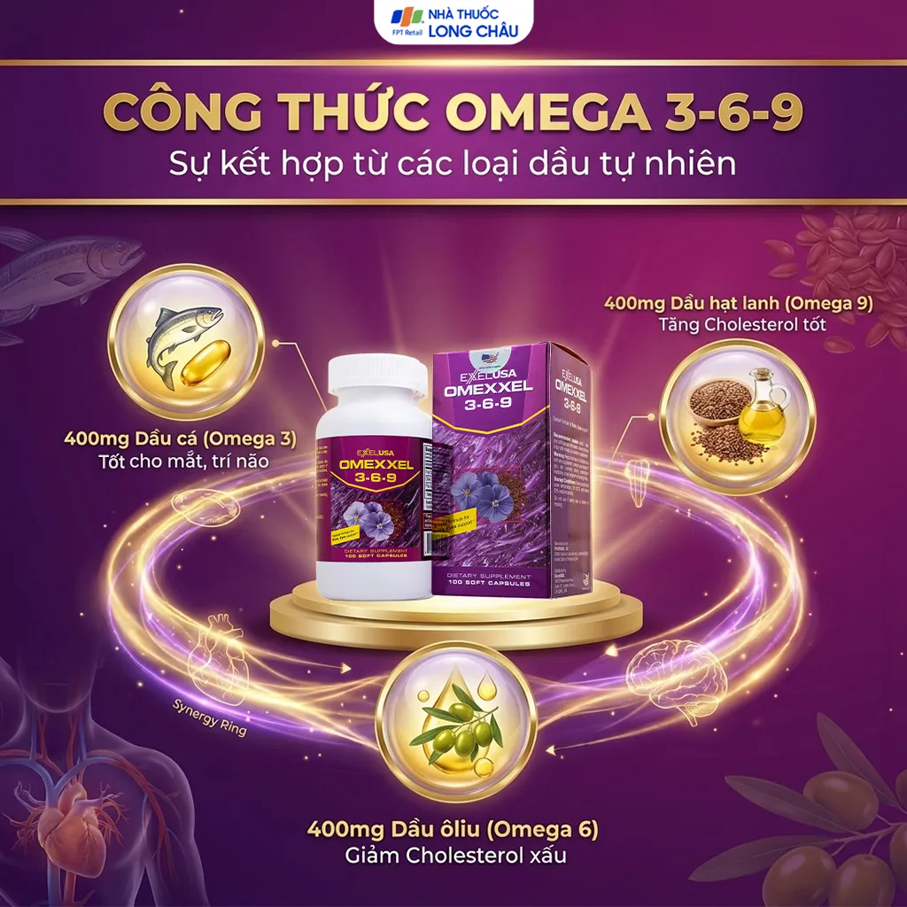 VIÊN UỐNG BỔ MẮT, TỐT CHO TRÍ NÃO, TIM MẠCH OMEXXEL 3-6-9 EXCELIFE 100V 3
