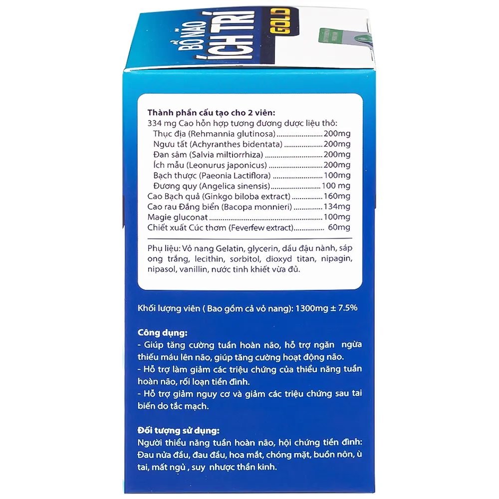VIÊN UỐNG BỔ NÃO ÍCH TRÍ GOLD 60V 10