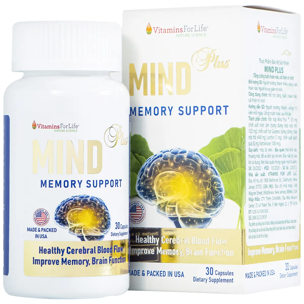 VIÊN UỐNG BỔ NÃO, NGĂN NGỪA SUY GIẢM TRÍ NHỚ MIND PLUS VITAMINS FOR LIFE 30V