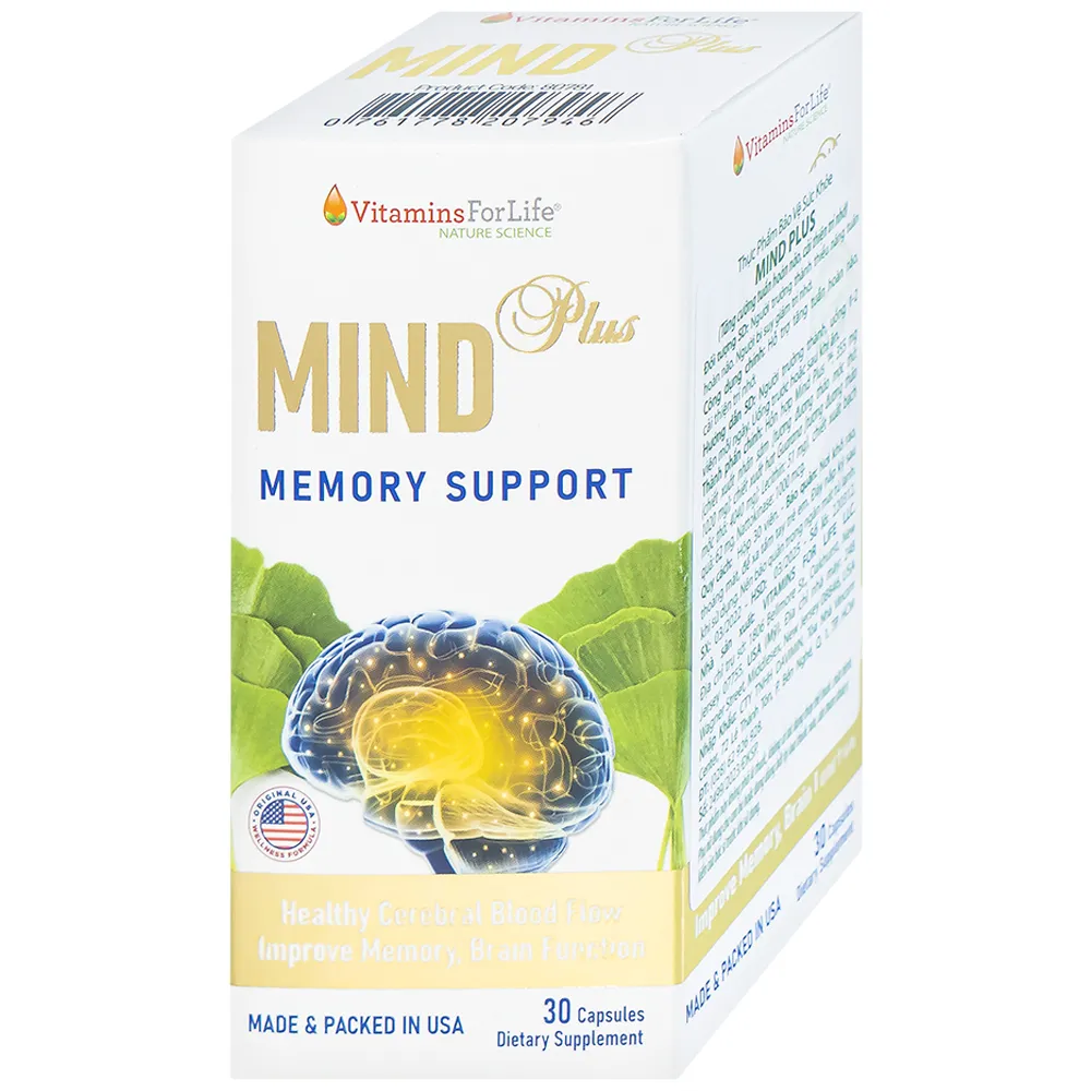 VIÊN UỐNG BỔ NÃO, NGĂN NGỪA SUY GIẢM TRÍ NHỚ MIND PLUS VITAMINS FOR LIFE 30V 7