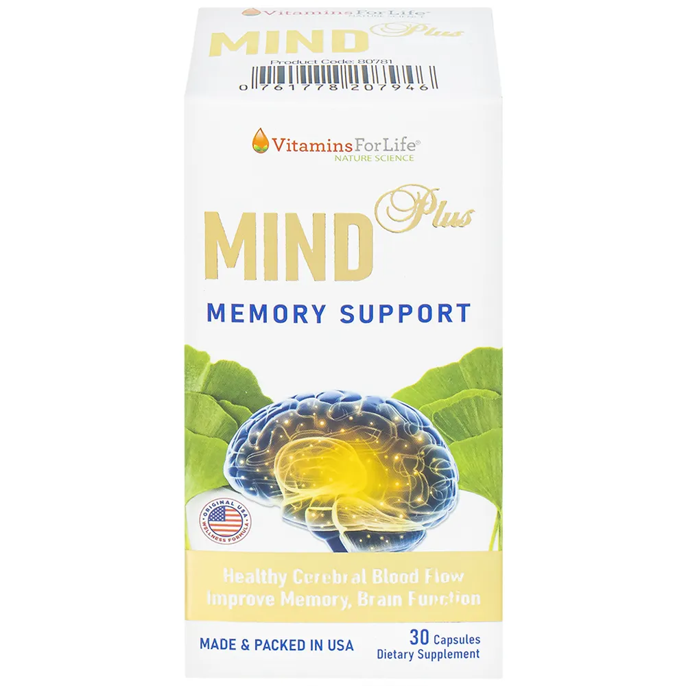 VIÊN UỐNG BỔ NÃO, NGĂN NGỪA SUY GIẢM TRÍ NHỚ MIND PLUS VITAMINS FOR LIFE 30V 8