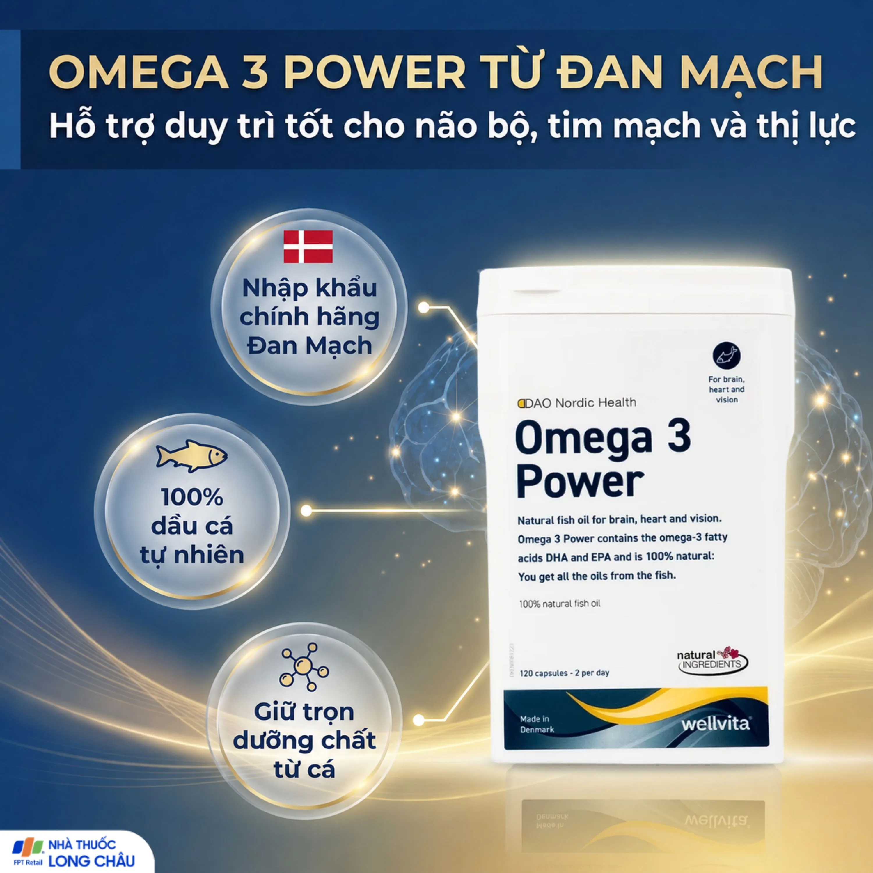 VIÊN UỐNG BỔ NÃO, TIM MẠCH, TĂNG THỊ LỰC VÀ TRÍ NHỚ OMEGA 3 POWER 120V 2