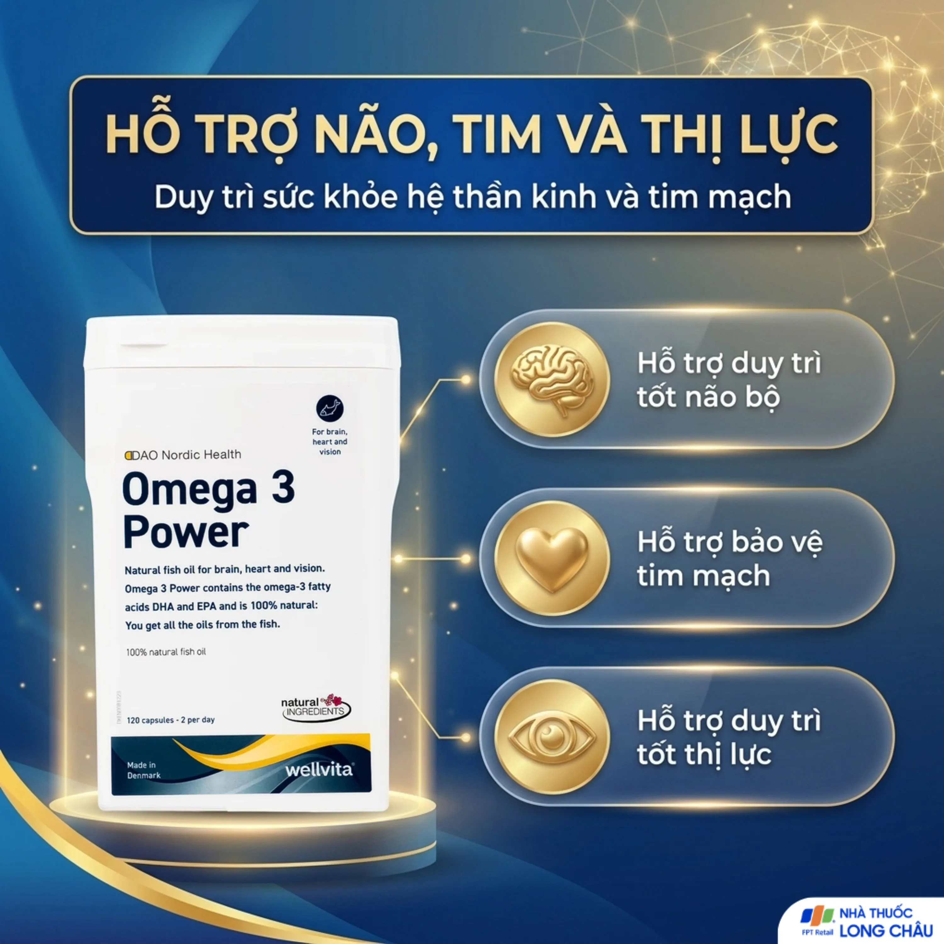 VIÊN UỐNG BỔ NÃO, TIM MẠCH, TĂNG THỊ LỰC VÀ TRÍ NHỚ OMEGA 3 POWER 120V 4