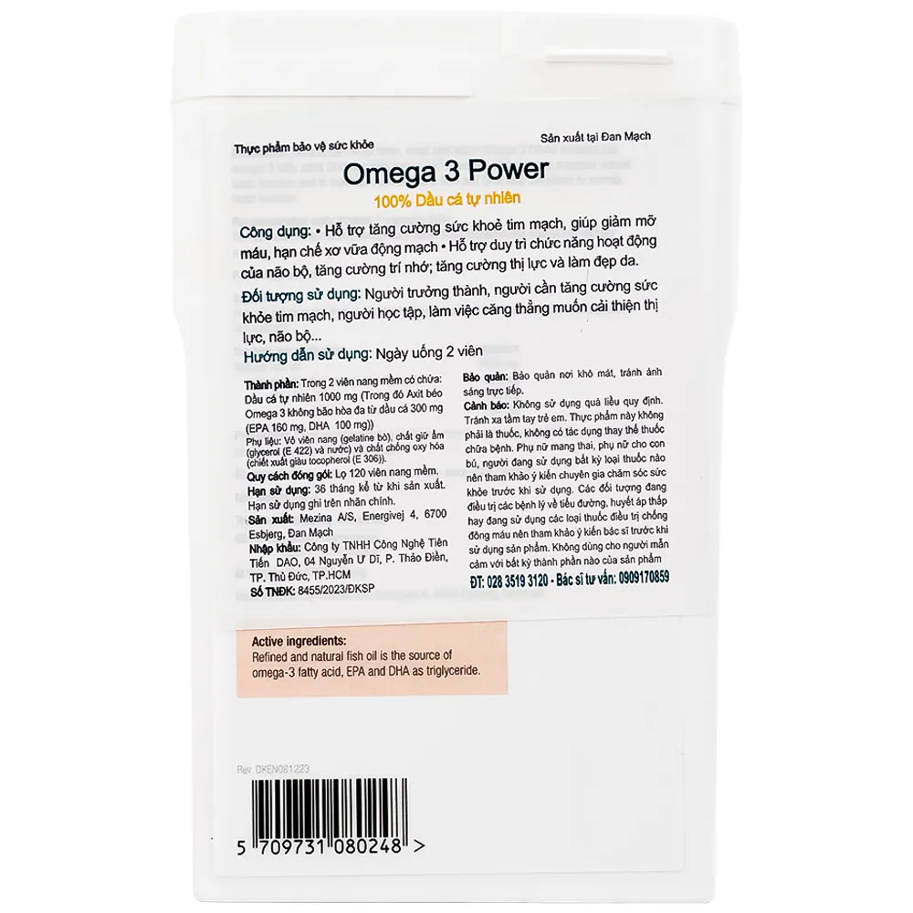 VIÊN UỐNG BỔ NÃO, TIM MẠCH, TĂNG THỊ LỰC VÀ TRÍ NHỚ OMEGA 3 POWER 120V 6