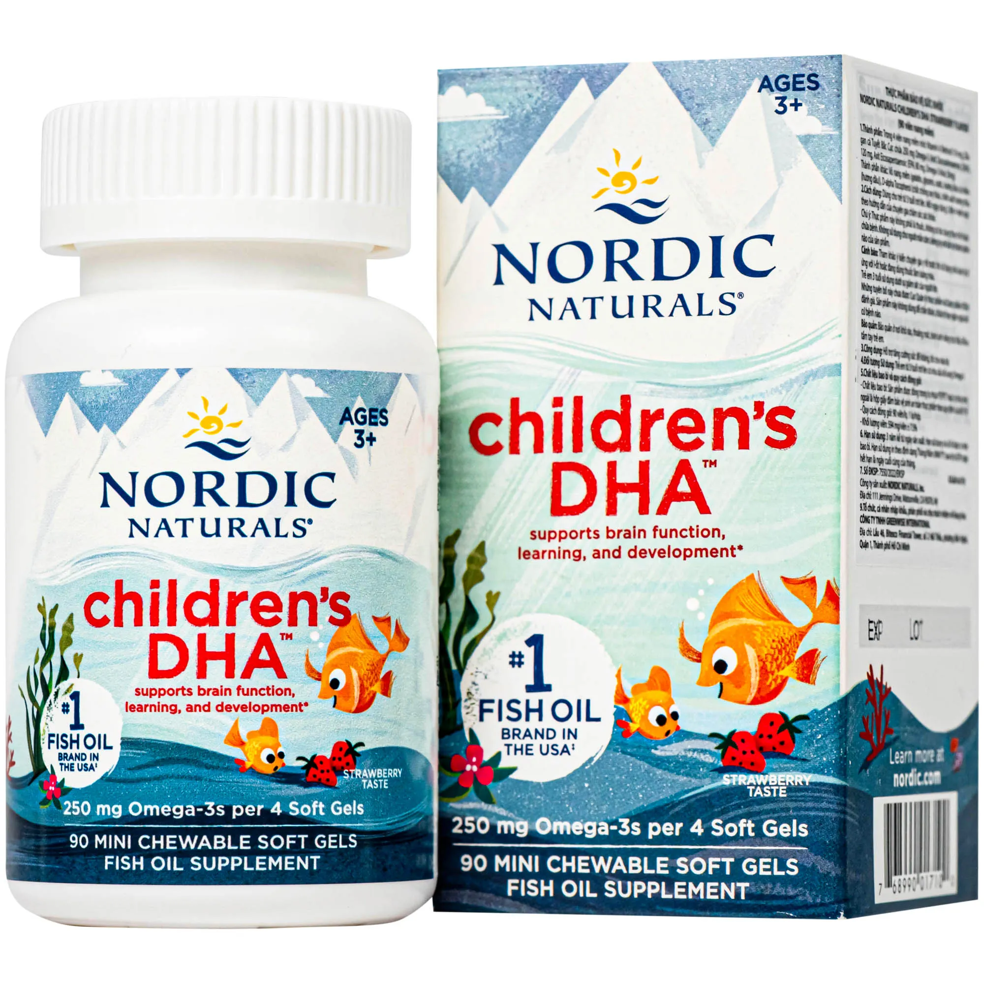 VIÊN UỐNG BỔ NÃO CHO TRẺ NORDIC NATURALS CHILDREN'S DHA STRAWBERRY FLAVOR 90V