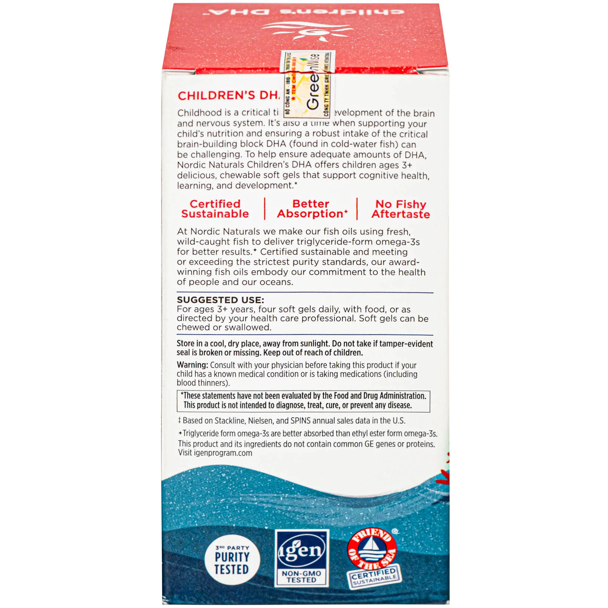 VIÊN UỐNG BỔ NÃO CHO TRẺ NORDIC NATURALS CHILDREN'S DHA STRAWBERRY FLAVOR 90V 12