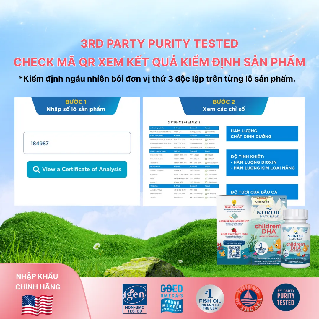 VIÊN UỐNG BỔ NÃO CHO TRẺ NORDIC NATURALS CHILDREN'S DHA STRAWBERRY FLAVOR 90V 8
